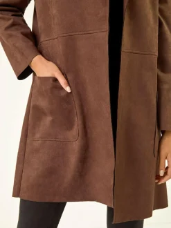 Roman Petite Faux Suede Pocket Jacket Brown Online