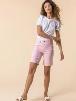 Roman Light Pink Turned Hem Stretch Shorts Sale