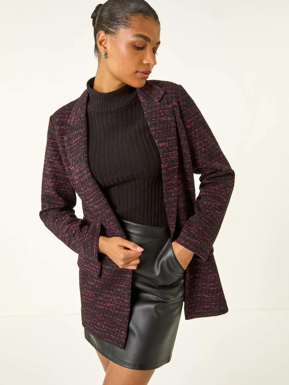 Roman Pink Boucle Jersey Blazer New