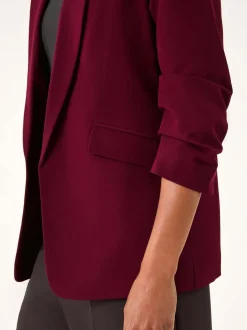 Roman Ruched Sleeve Stretch Blazer Red Outlet