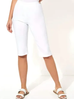 Roman White Knee Length Stretch Shorts Outlet