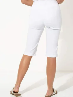 Roman White Knee Length Stretch Shorts Outlet