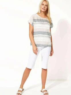 Roman White Knee Length Stretch Shorts Outlet