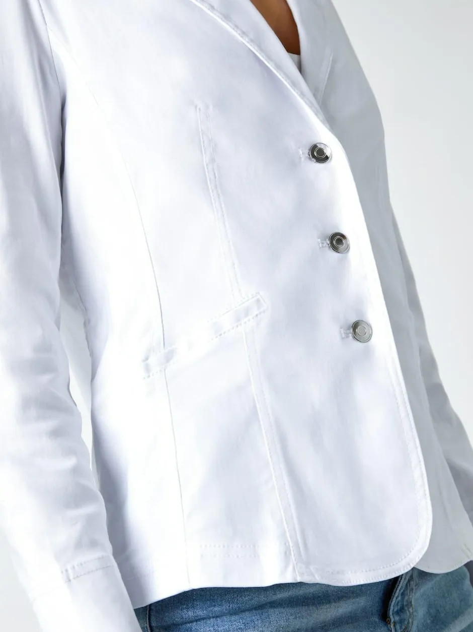 Roman Stretch Button Detail Blazer White New