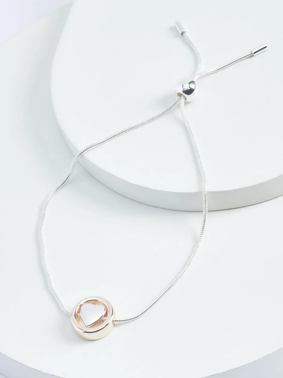 Next Rose Gold Tone/Silver Tone Heart Pully Bracelet Hot