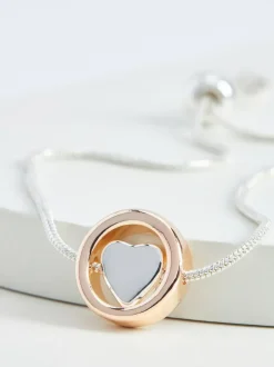 Next Rose Gold Tone/Silver Tone Heart Pully Bracelet Hot