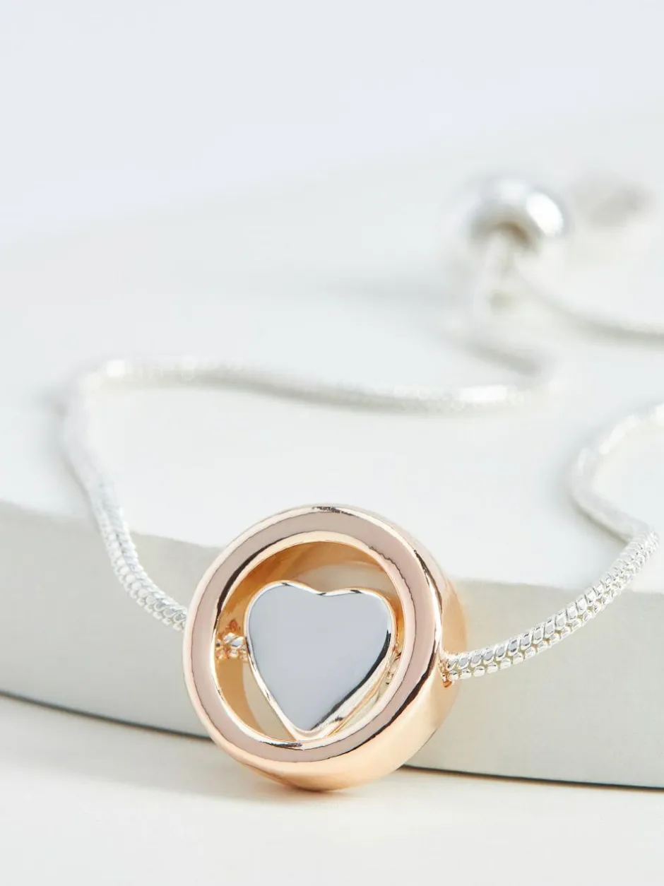 Next Rose Gold Tone/Silver Tone Heart Pully Bracelet Hot
