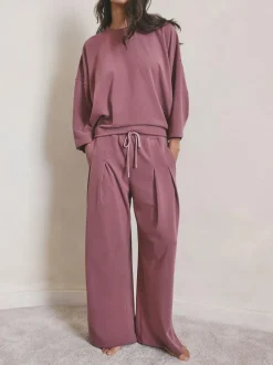 Next N.Premium Wide Leg Joggers Rose Pink Sale
