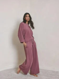 Next N.Premium Wide Leg Joggers Rose Pink Sale
