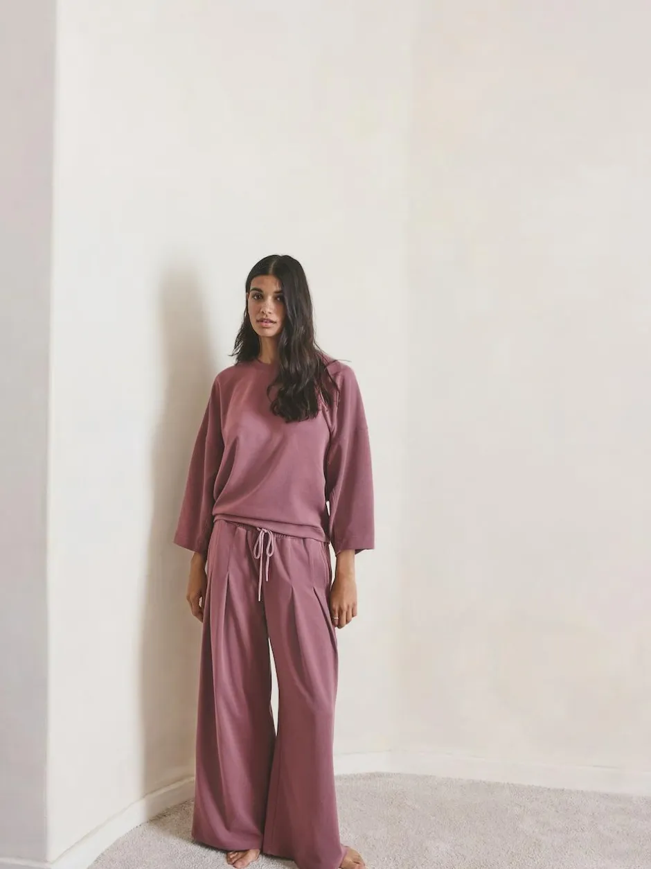 Next N.Premium Wide Leg Joggers Rose Pink Sale