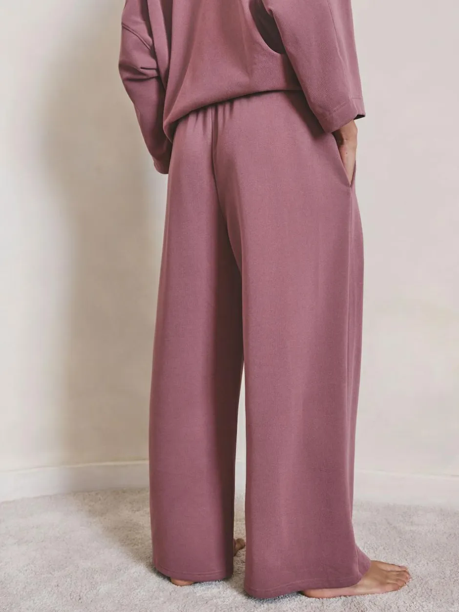 Next N.Premium Wide Leg Joggers Rose Pink Sale