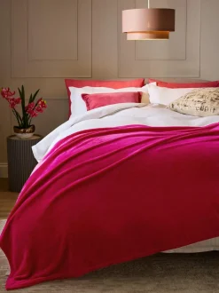 Next Rose Pink Plush Fleece Throw Discount