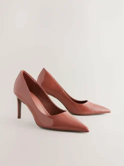 Next Point Toe Mid Heel Court Shoes Rose Pink