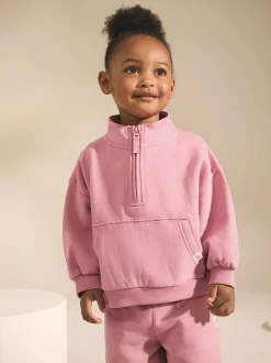 Next Rose Pink Quarter Zip Sweatshirt (3mths-7yrs) Clearance