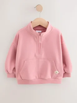 Next Rose Pink Quarter Zip Sweatshirt (3mths-7yrs) Clearance