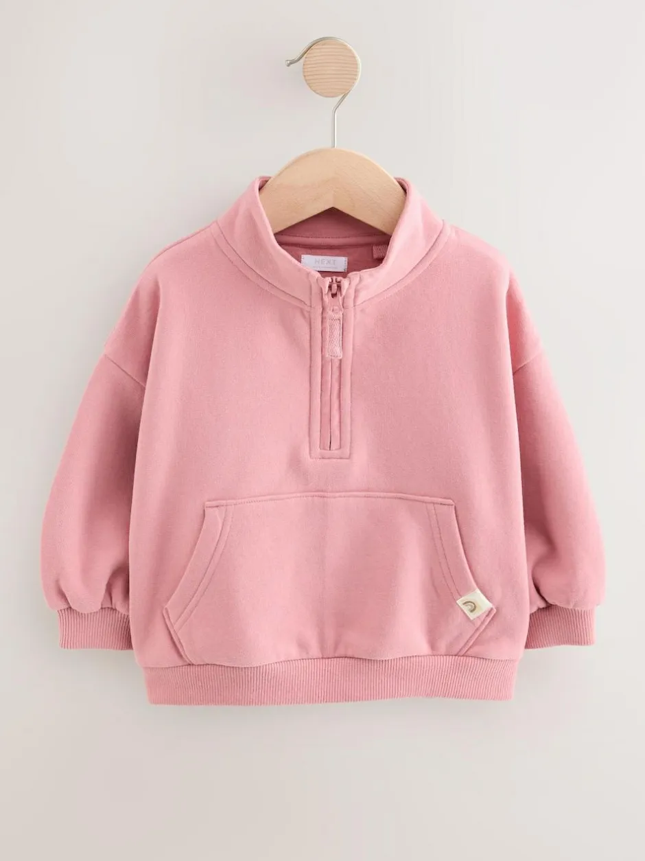 Next Rose Pink Quarter Zip Sweatshirt (3mths-7yrs) Clearance