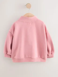 Next Rose Pink Quarter Zip Sweatshirt (3mths-7yrs) Clearance