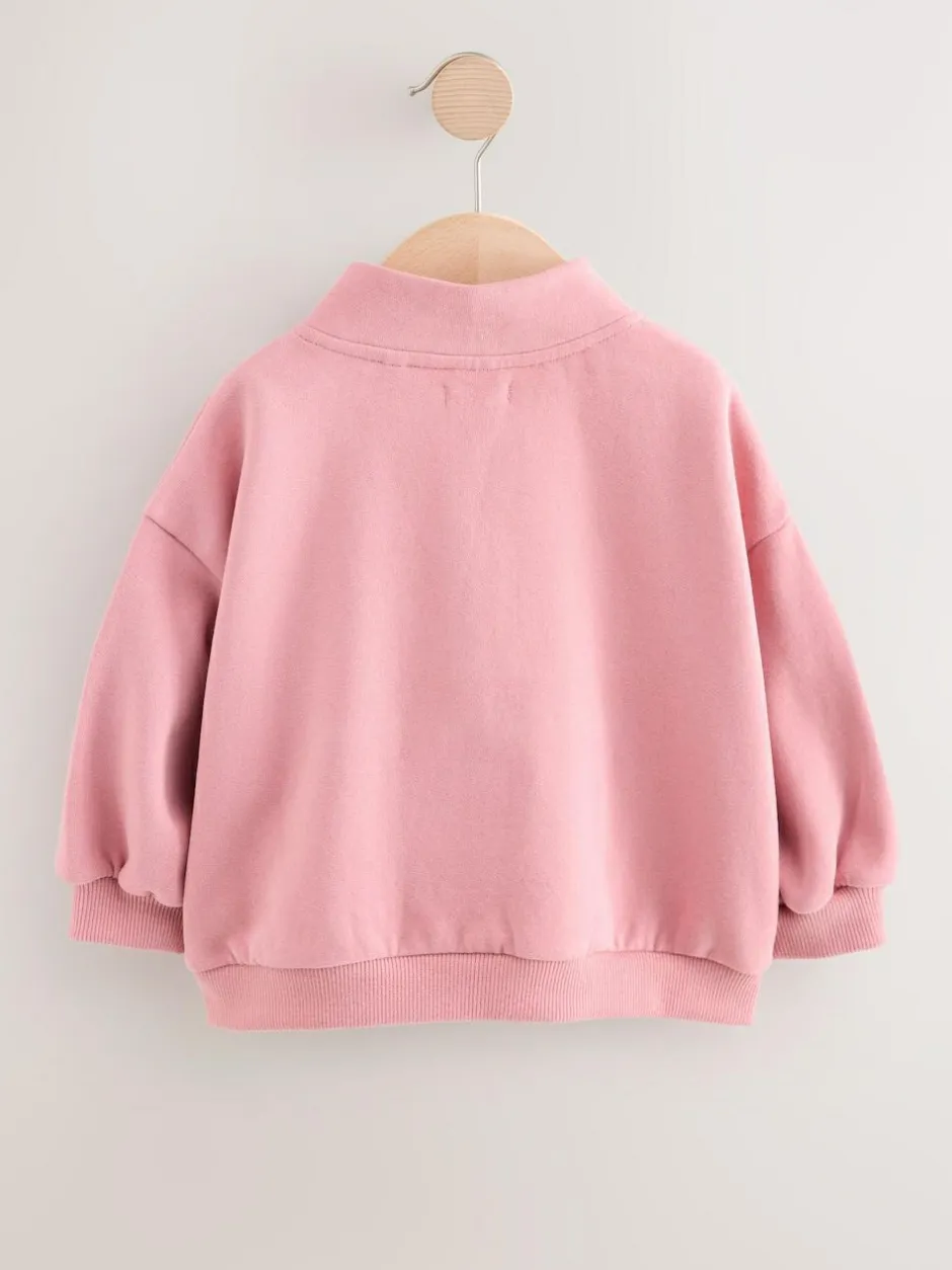 Next Rose Pink Quarter Zip Sweatshirt (3mths-7yrs) Clearance