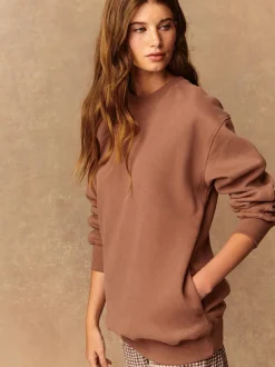 Next Rose Pink Relaxed Fit Essentials Longline Sweatshirt with Pockets Best