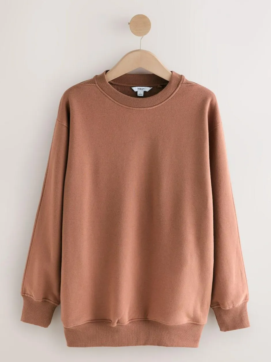 Next Rose Pink Relaxed Fit Essentials Longline Sweatshirt with Pockets Best