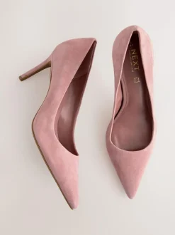 Next Rose Pink Suede Standard/Wide Fit Leather Mid Court Shoes Hot