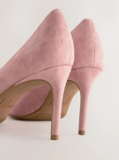 Next Rose Pink Suede Standard/Wide Fit Leather Mid Court Shoes Hot