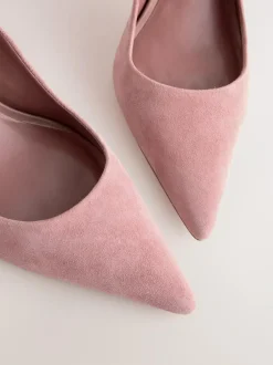 Next Rose Pink Suede Standard/Wide Fit Leather Mid Court Shoes Hot