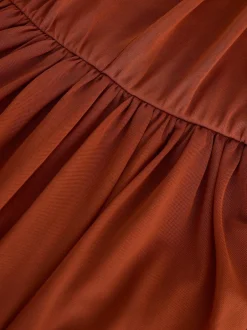 Next Rust Brown Mesh Multiway Wedding Guest Bridesmaid Maxi Dress Outlet