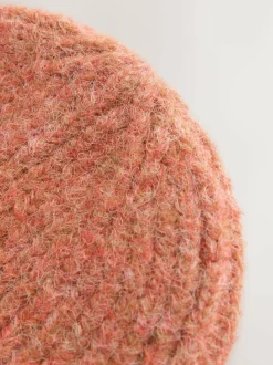 Next Rust Brown Ribbed Beanie Containing Wool Hat Clearance