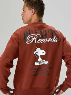 Next Rust Brown Snoopy Licence Graphic Back Print Crew Sweatshirt Best