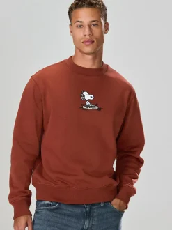 Next Rust Brown Snoopy Licence Graphic Back Print Crew Sweatshirt Best