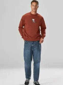Next Rust Brown Snoopy Licence Graphic Back Print Crew Sweatshirt Best