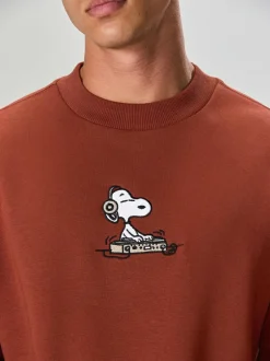 Next Rust Brown Snoopy Licence Graphic Back Print Crew Sweatshirt Best