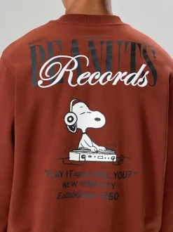 Next Rust Brown Snoopy Licence Graphic Back Print Crew Sweatshirt Best