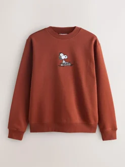 Next Rust Brown Snoopy Licence Graphic Back Print Crew Sweatshirt Best