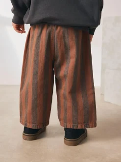 Next Rust Brown Stripe Printed Pull On Wide Trousers (3mths-7yrs) Sale
