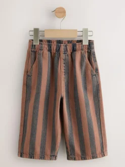 Next Rust Brown Stripe Printed Pull On Wide Trousers (3mths-7yrs) Sale