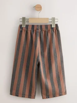 Next Rust Brown Stripe Printed Pull On Wide Trousers (3mths-7yrs) Sale