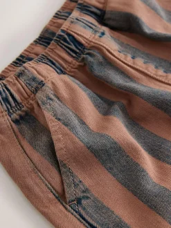 Next Rust Brown Stripe Printed Pull On Wide Trousers (3mths-7yrs) Sale