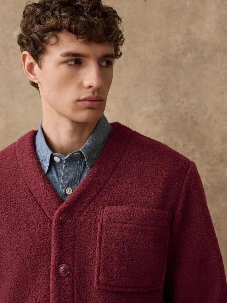 Next Wool Look Fleece Cardigan Rust Brown Best