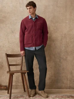 Next Wool Look Fleece Cardigan Rust Brown Best
