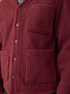 Next Wool Look Fleece Cardigan Rust Brown Best