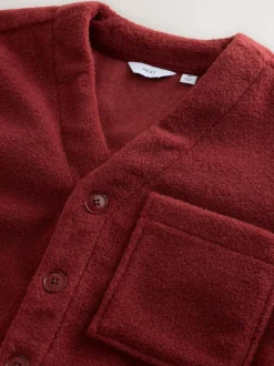 Next Wool Look Fleece Cardigan Rust Brown Best