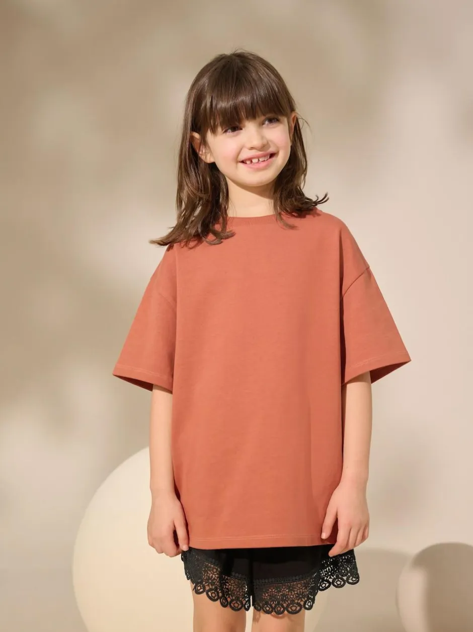 Next Oversized Heavyweight 100% Cotton T-Shirt (3-16yrs) Rust Hot