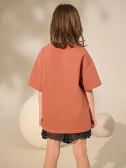 Next Oversized Heavyweight 100% Cotton T-Shirt (3-16yrs) Rust Hot