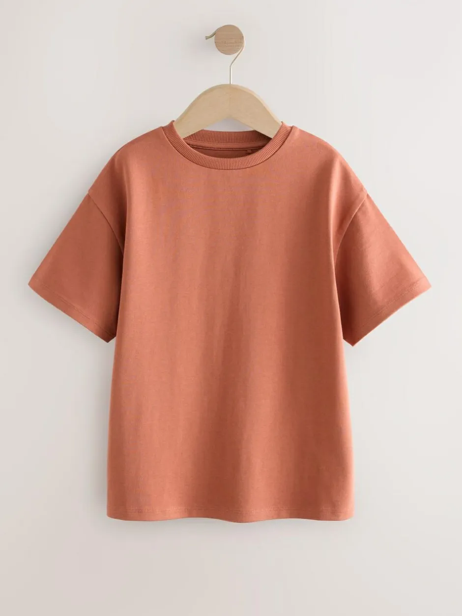 Next Oversized Heavyweight 100% Cotton T-Shirt (3-16yrs) Rust Hot