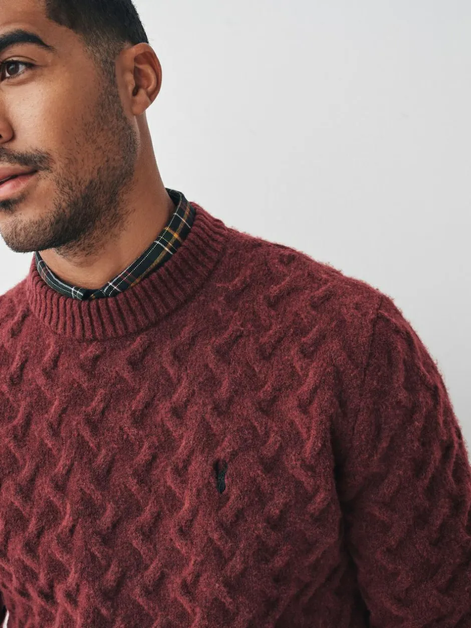 Next Rust Red Regular Fit Cosy Cable Mock Shirt Jumper Online