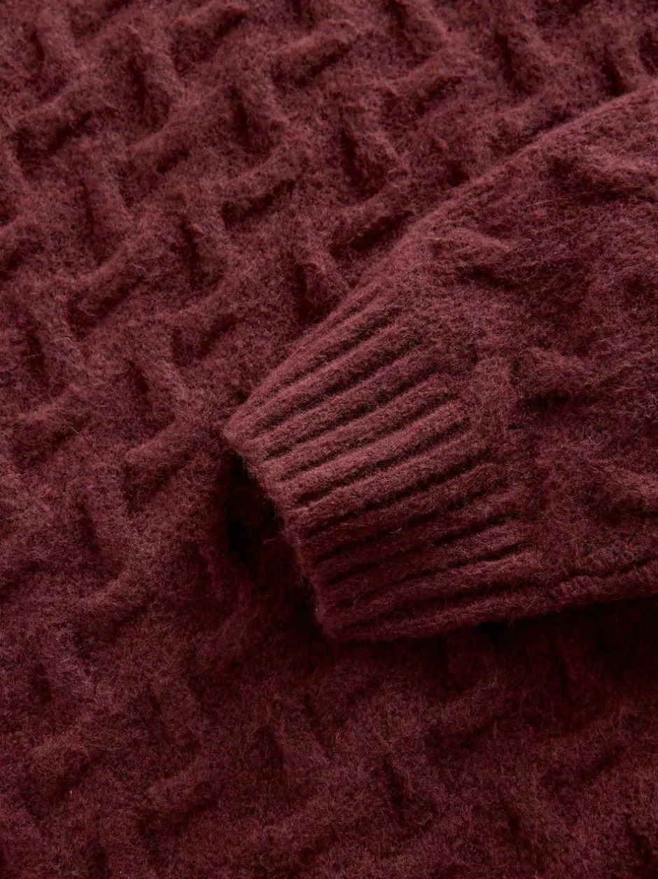 Next Rust Red Regular Fit Cosy Cable Mock Shirt Jumper Online