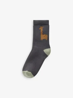 Next Safari Animals Cosy Terry Cotton Rich Socks 5 Pack Discount