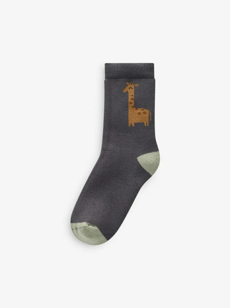 Next Safari Animals Cosy Terry Cotton Rich Socks 5 Pack Discount